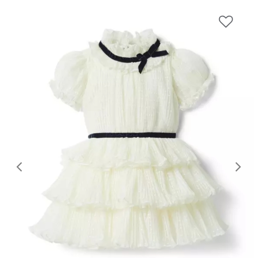 Elegant White Ruffled Dress with Black Accents
